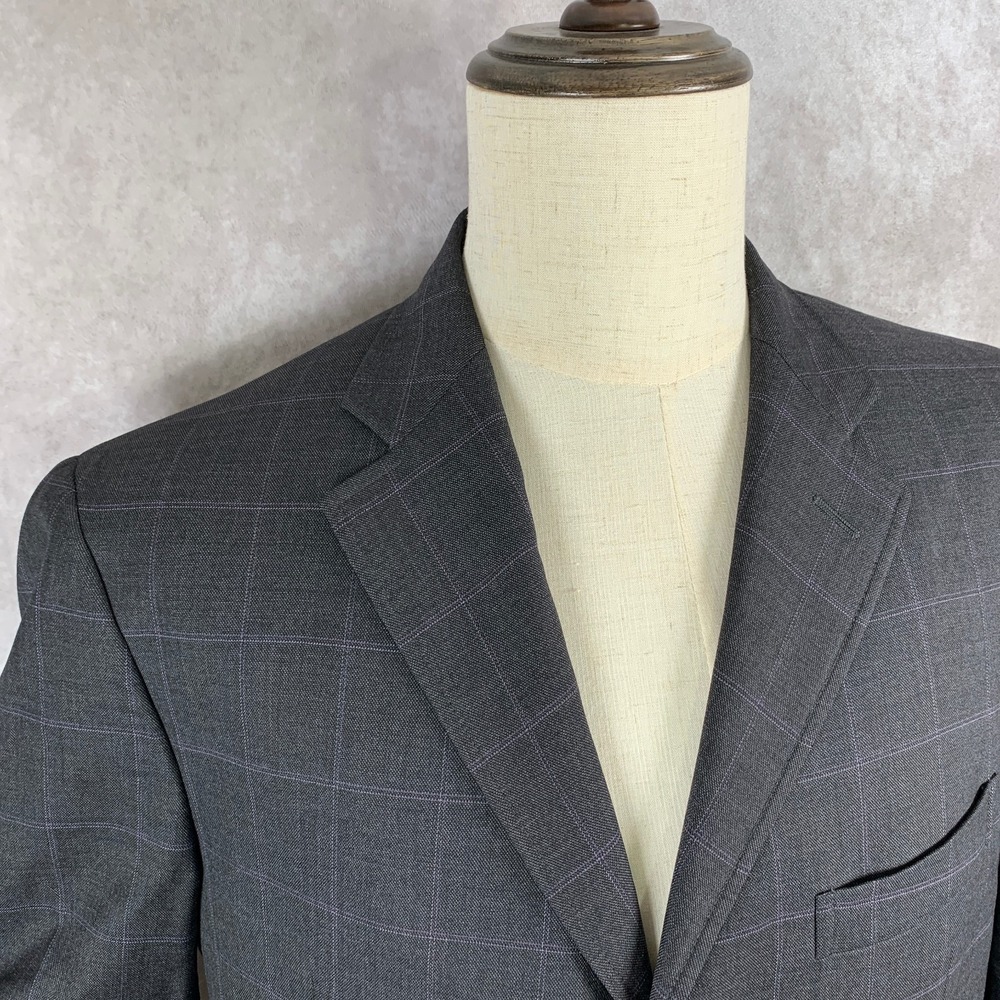 Etro Milano Blazer Jacket Men 44R Gray Windowpane Wool Sport Coat Luxury Modern - Picture 3 of 16